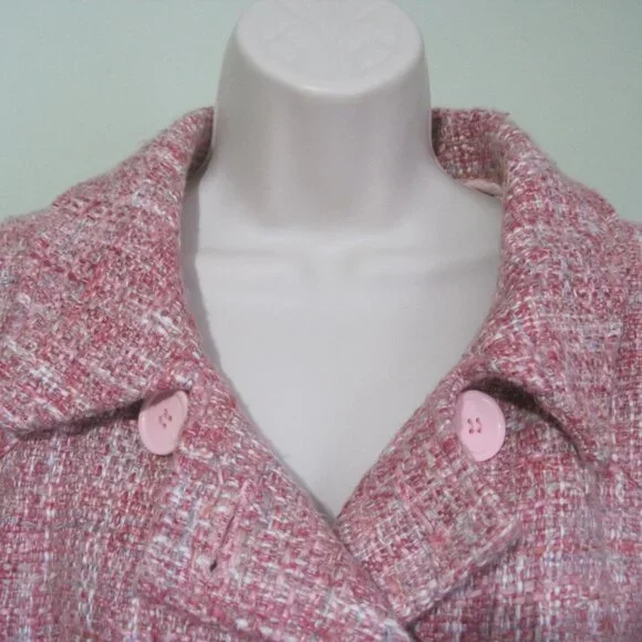 Guess Pink Women’s Knit Nylon Acrylic Cotton Button Mid-Length Coat Size Large - Picture 3 of 10